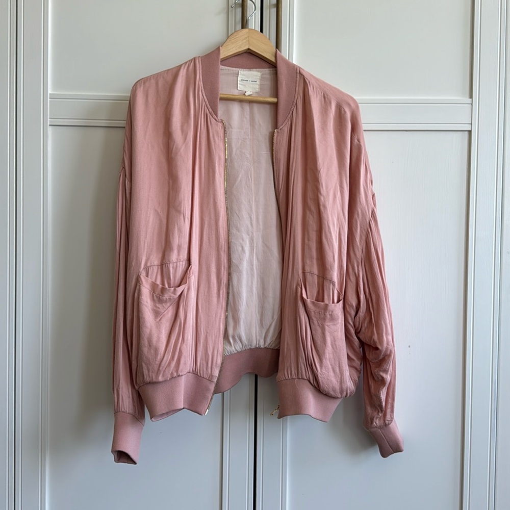 Silence + Noise candy pink flowy, baggy, light and silky jacket